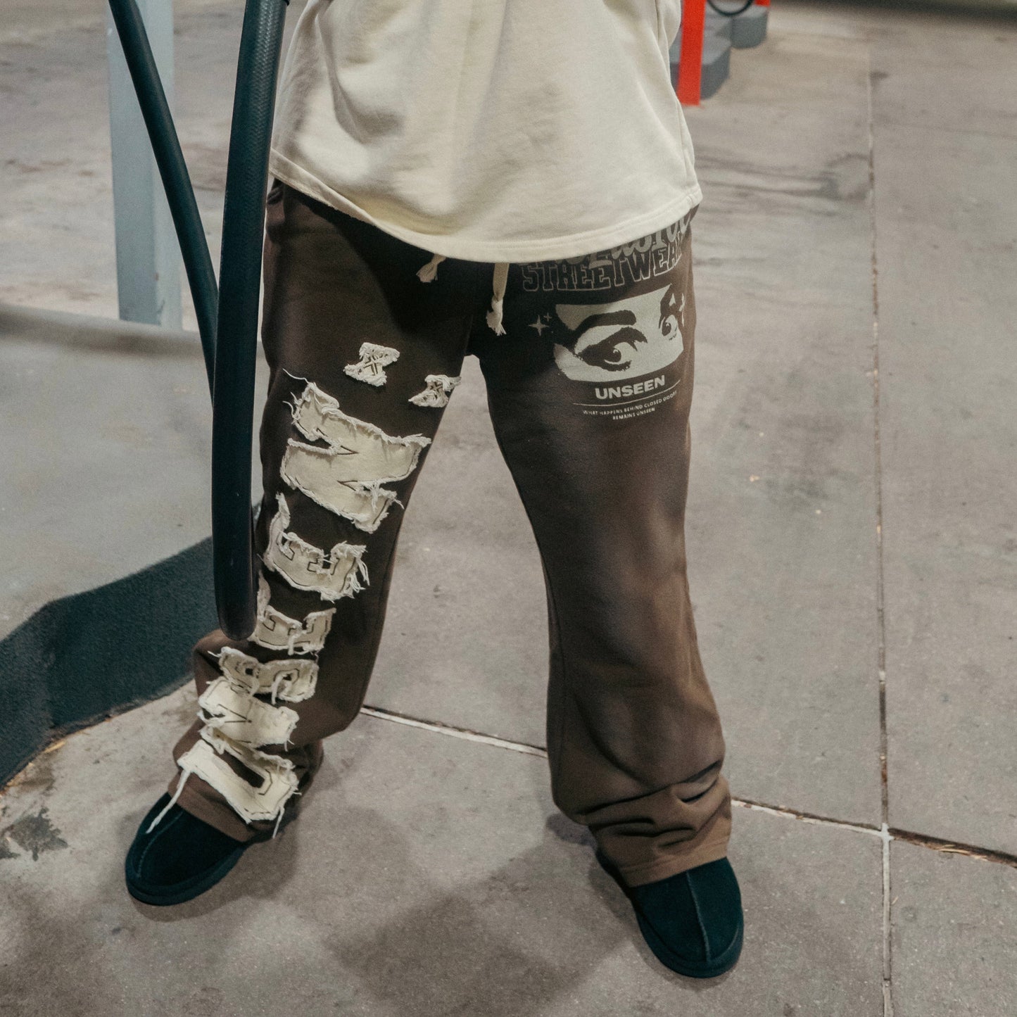 Brown Unseen Flared Sweatpants
