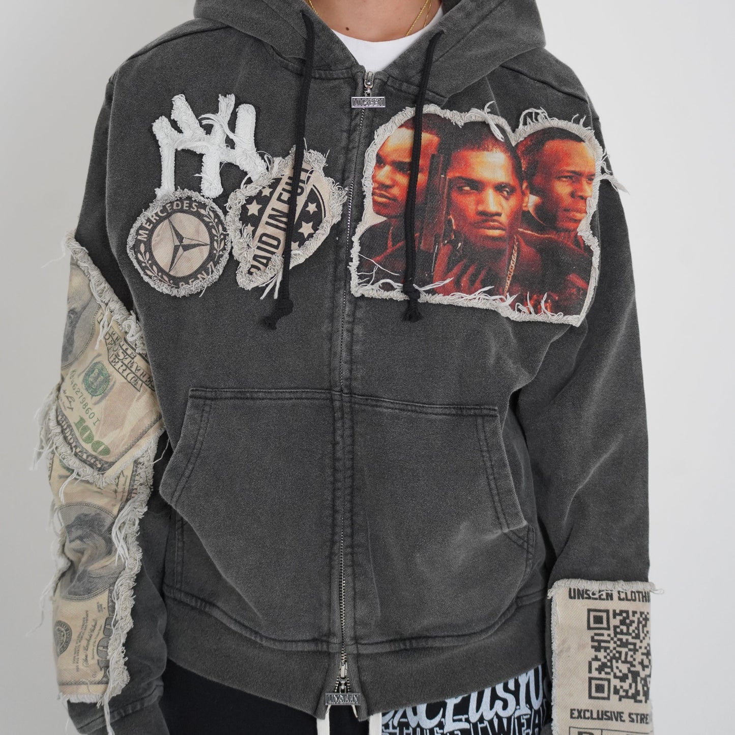 Paid In Full Patchwork Zip Up